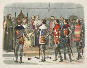 Arundel, Gloucester, Nottingham, Derby und Warwick vor Richard II, aus 