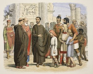 Gregor und die englischen Sklaven in Rom, 590 n. Chr., aus A Chronicle of England BC 55 to AD 1485, veröffentlicht London, 1863