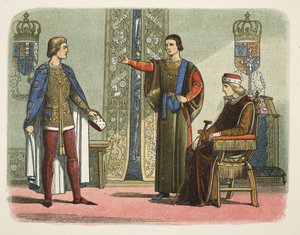 Heinrich VI. und die Herzöge von York und Somerset, September 1450, aus A Chronicle of England BC 55 to AD 1485, veröffentlicht in London
