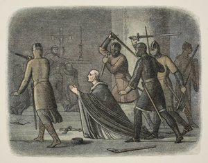 Mord an Thomas Becket, Canterbury Cathedral, 29. Dezember 1170, aus A Chronicle of England BC 55 to AD 1485, veröffentlicht in London