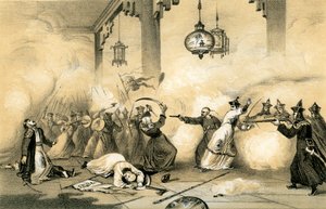 Der gegenwärtige Kaiser von China als junger Mann, der das Leben seines Vaters rettet..., um 1796-1804, 1847