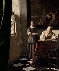 Dame, die einen Brief mit ihrer Magd schreibt, ca. 1670 von Johannes Vermeer