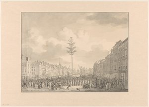 Freiheitsbaum auf dem Grote Markt in Rotterdam, 1795 von Jan Anthonie Langendijk Dzn (possibly)