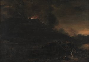 Der Vesuv bricht bei Einbruch der Nacht aus