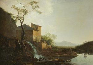 Landschaft mit Wassermühle