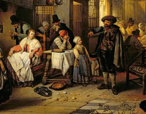 Innenraum einer Taverne mit einem blinden Geiger, 1844 (Detail)