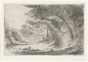 Waldrand mit Kaninchen von Jan Bos Wz. (signed by artist)