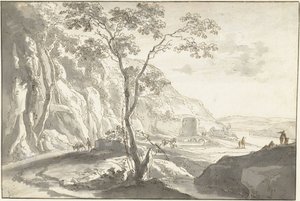 Berglandschaft mit Figuren