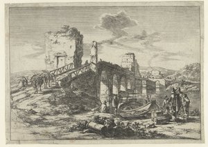 Landschaft mit Brücke, die Ponte Molle von Jan Both