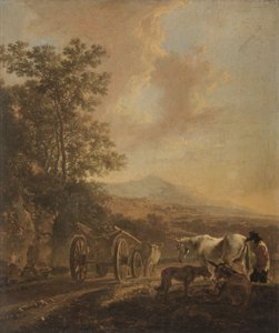 Hirte mit einem Ochsenkarren in einer italienischen Landschaft von Jan Both