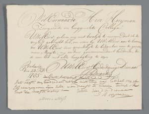 Brief von Jan Brandes an Pfarrer Hooyman von Jan Brandes