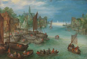 Ansicht einer Stadt an einem Fluss von Jan Brueghel (I) (attributed to)