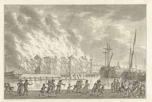 Brand im Lands Zeemagazijn, 1791 von Jan Bulthuis (signed by artist)