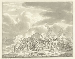 Die Überschwemmung des Diemerzeedijk bei Amsterdam, 1776 von Jan Bulthuis (signed by artist)