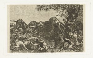 Hundejagd auf ein Wildschwein