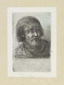Bebaarde man, naar rechts von Jan Chalon