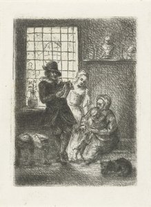 Interieur mit einer Familie