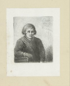 Junger Mann, der sich auf einen Tisch lehnt (Serie: Das vollständige Werk der Radierungen von John Chalon) von Jan Chalon