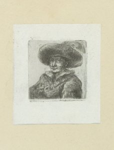 Mann mit rundem Hut mit Feder (The Compleat Work of Etchings by John Chalon) von Jan Chalon