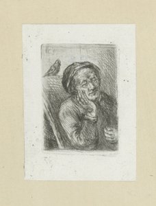 Schlafender alter Mann mit Vogel (The Compleat Work of Etchings by John Chalon) von Jan Chalon