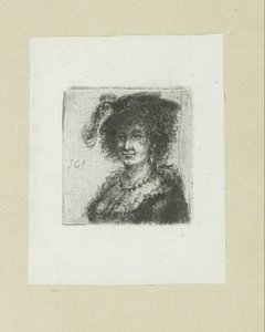 Vrouw met hoed met veer von Jan Chalon