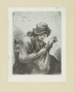 Frau mit Nadel und Faden (Das vollständige Werk der Radierungen von John Chalon) von Jan Chalon