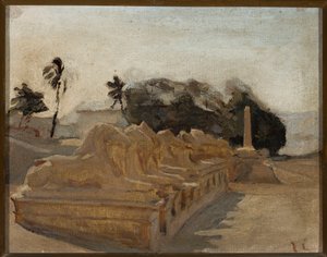 Sphinxallee im Tempel von Amun in Karnak. Aus einer Reise nach Ägypten von Jan Ciągliński
