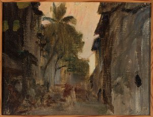 Bombay - Straße, Bambuspalmen. Aus der Reise nach Indien von Jan Ciągliński