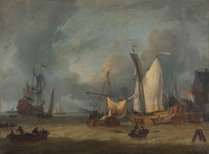 Ein Sturm (Schiffe im Hafen bei starkem Wind)