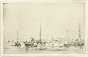 Flussansicht mit Kirchturm von Jan Daniël Cornelis Carel Willem baron de Constant Rebecque