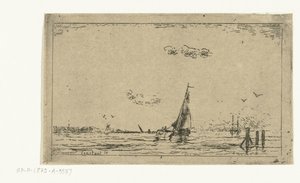 Flusslandschaft mit Segelschiff