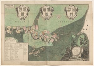 Genauer Plan des Staates und des Verlaufs des Rio de Berbice. Mit den Plantagen in der gecharterten Kolonie Berbice.