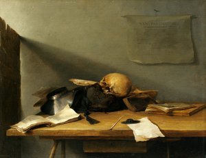 Stillleben mit Büchern und Schädel