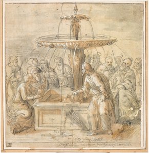 Heilige mit Krügen um einen Brunnen von Jan Deys