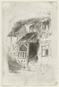 Fassade eines Hauses mit überdachtem Aufgang von Jan Diederikus Kruseman