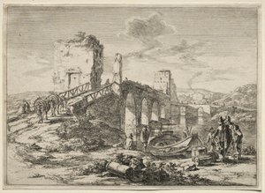 Die Molle-Brücke über den Tiber von Jan Dirksz Both