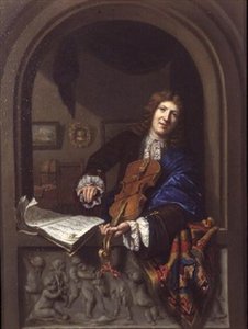 Porträt eines Mannes, der Geige spielt von Jan Frans Douven
