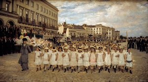 Die Parade der Schulen im Jahr 1878