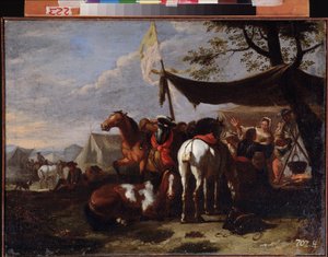 Gruppe von Reitern im Lager von Jan Frans van Bloemen