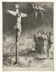 Christus am Kreuz mit trauernder Maria und Johannes