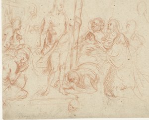 Christus mit dem Kreuz, umgeben von knienden Figuren von Jan Gerritsz. van Bronckhorst