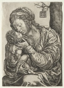 Die Jungfrau sitzt am Fuße eines Baumes, 1522