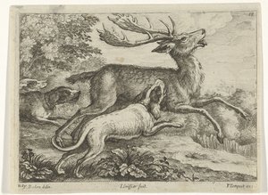 Jagd auf einen Hirsch von Jan Griffier (I)