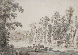 Die Wassermühle am Ford von Jan Hackaert