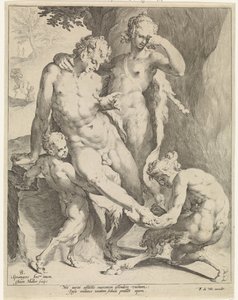 Oreaden entfernen einen Dorn aus dem Fuß eines Satyrs von Jan Harmensz. Muller