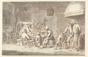 Wirtshausszene mit Kartenspielern von Jan Havicksz. Steen