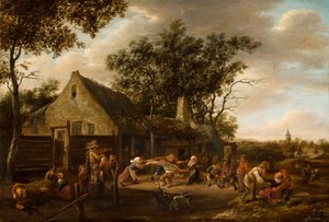 Bauern tanzen in einem Gasthaus, um 1646-8