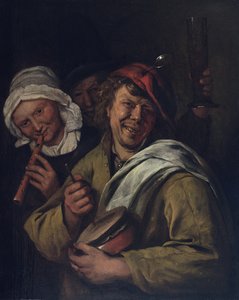 Der Rommelpot: Innenraum mit drei Figuren von Jan Havicksz. Steen