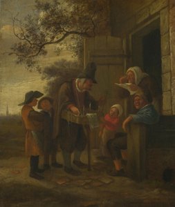 Ein Hausierer verkauft Brillen vor einem Cottage, ca. 1653 von Jan Havickszoon Steen