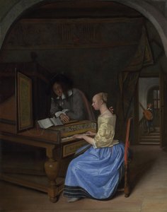 Eine junge Frau spielt Cembalo, ca. 1660